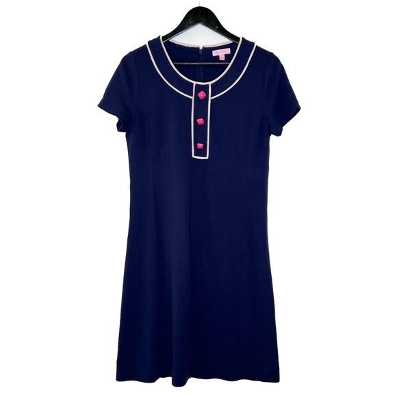 Lilly Pulitzer Dresses & Skirts - Lilly Pulitzer Dress Navy Shift Dress with Pink Buttons